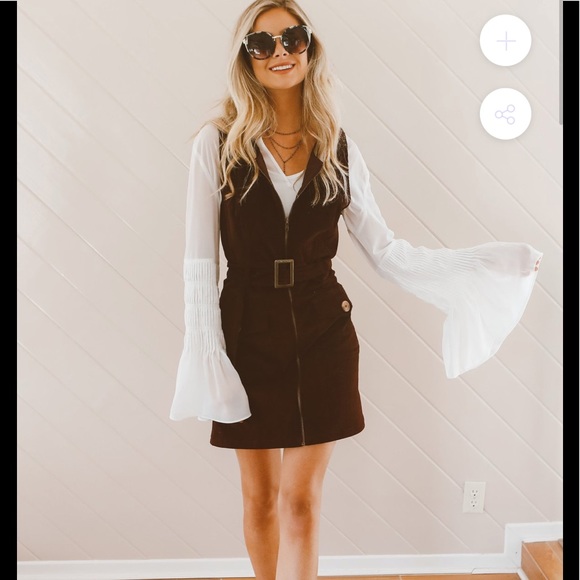 Judith March Aubergine Corduroy Dress With Belt - Picture 7 of 7